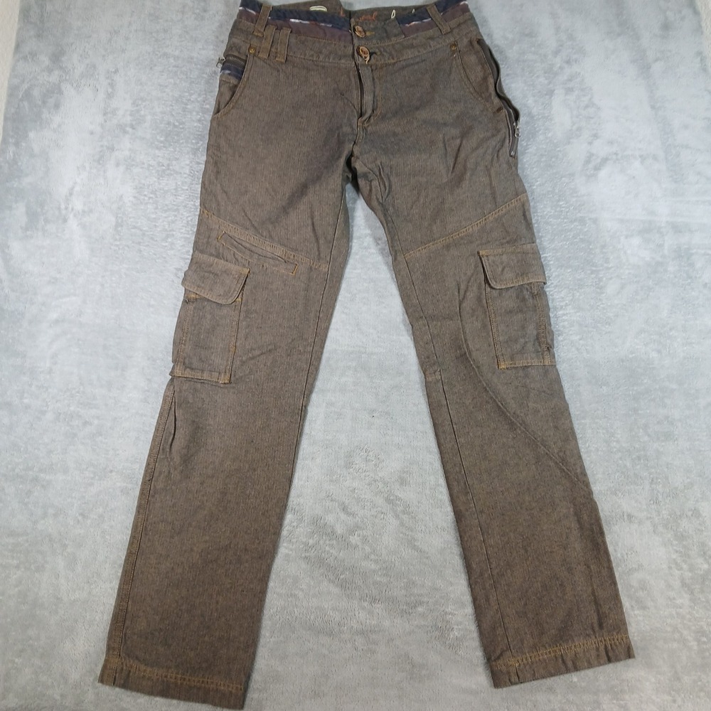 Desigual Cargo Pants Mens 30 Brown Regular Fit Y2K Denim Utility